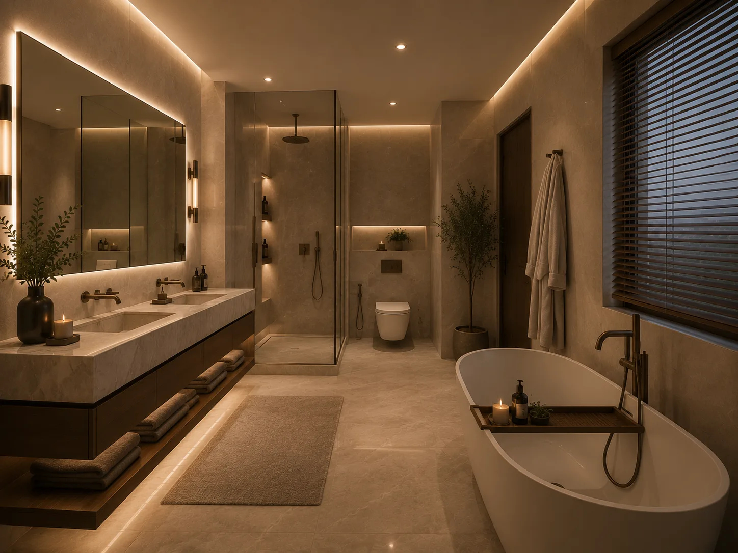 Large marble bathroom in the Pyramid Hills Compound project in 6 October