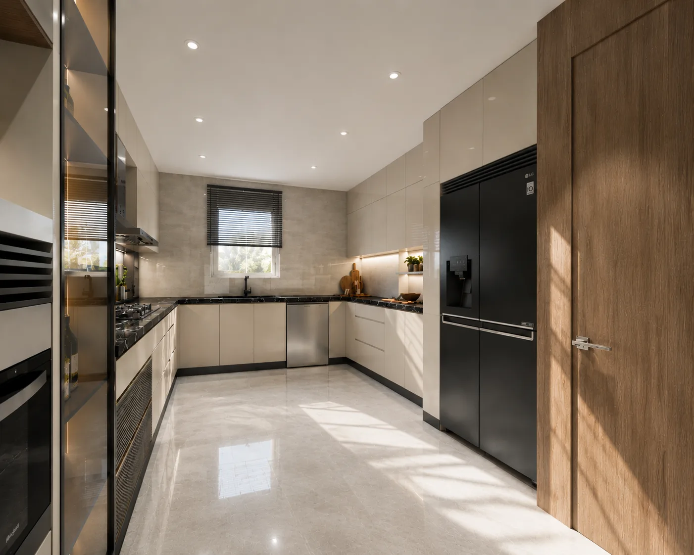 White kitchen in the Madinaty project in Madinaty