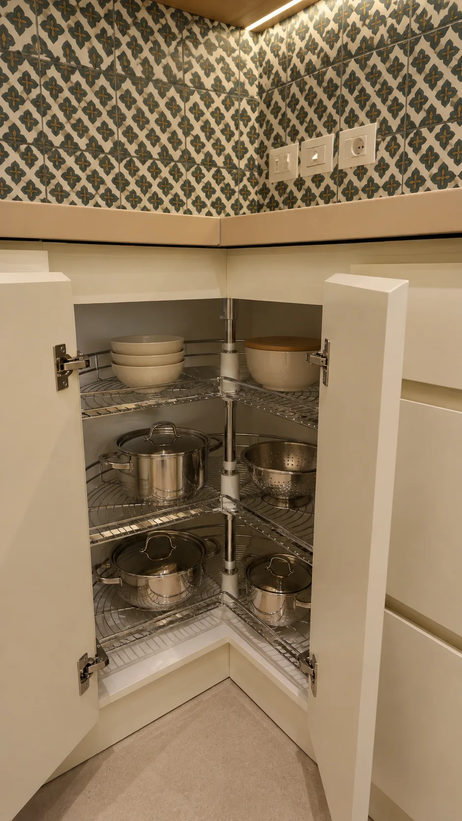 Corner cabinet storage system in the Maadi Villa project in Maadi