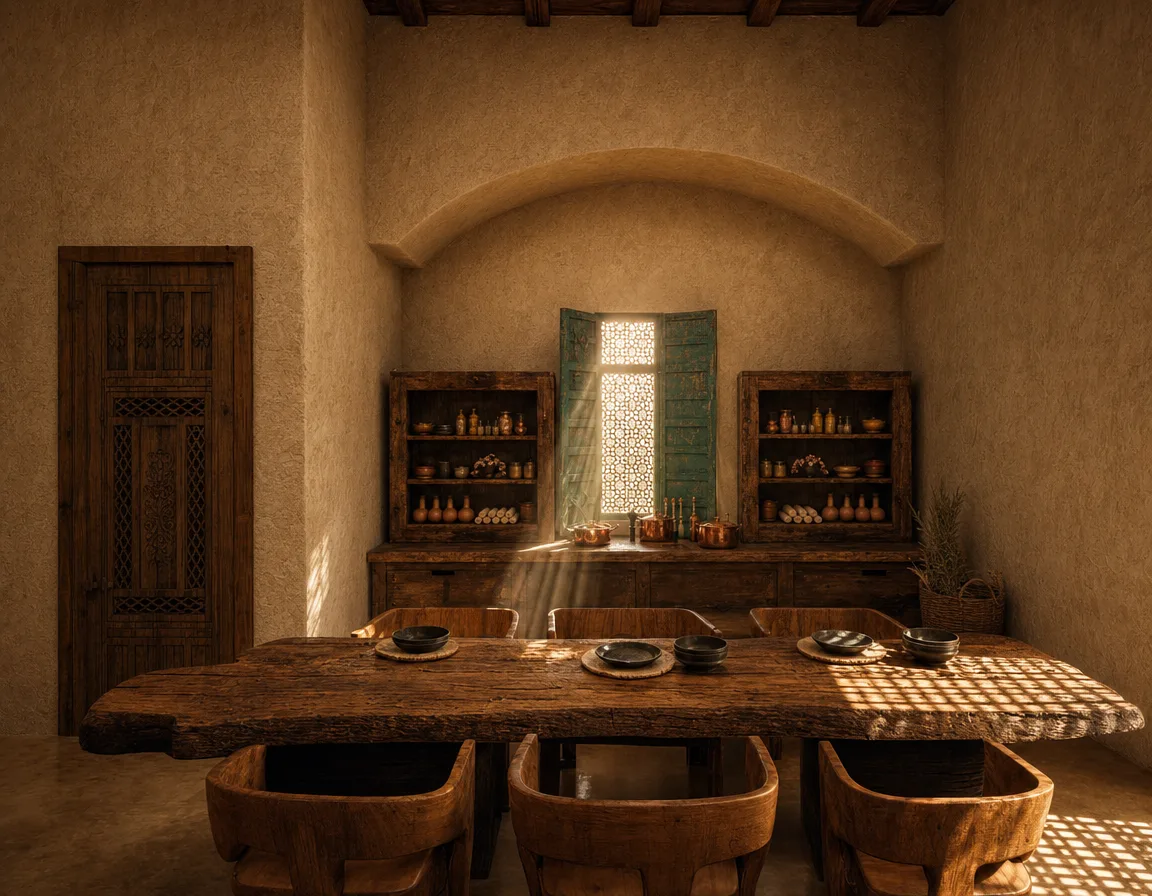 Rustic siwa dining room in the Siwa Oasis project in Siwa Oasis